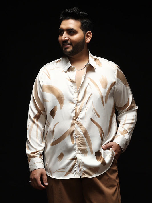 Contrast-Strokes Imprint Shirt