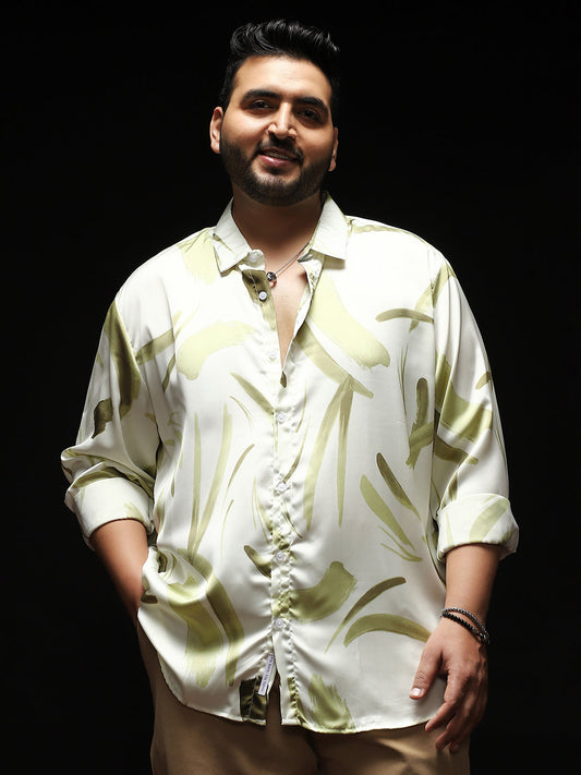 Contrast-Strokes Imprint Shirt