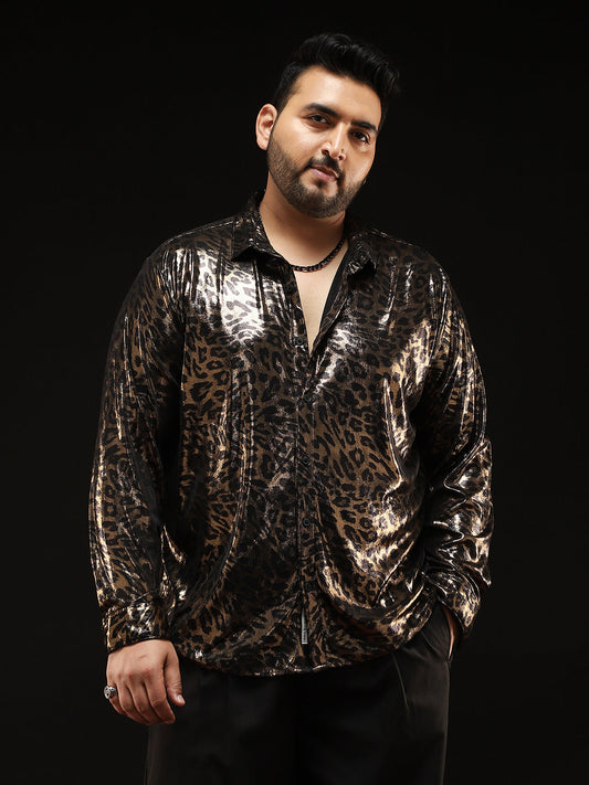 Metallic-Cheetah Velvet Shirt