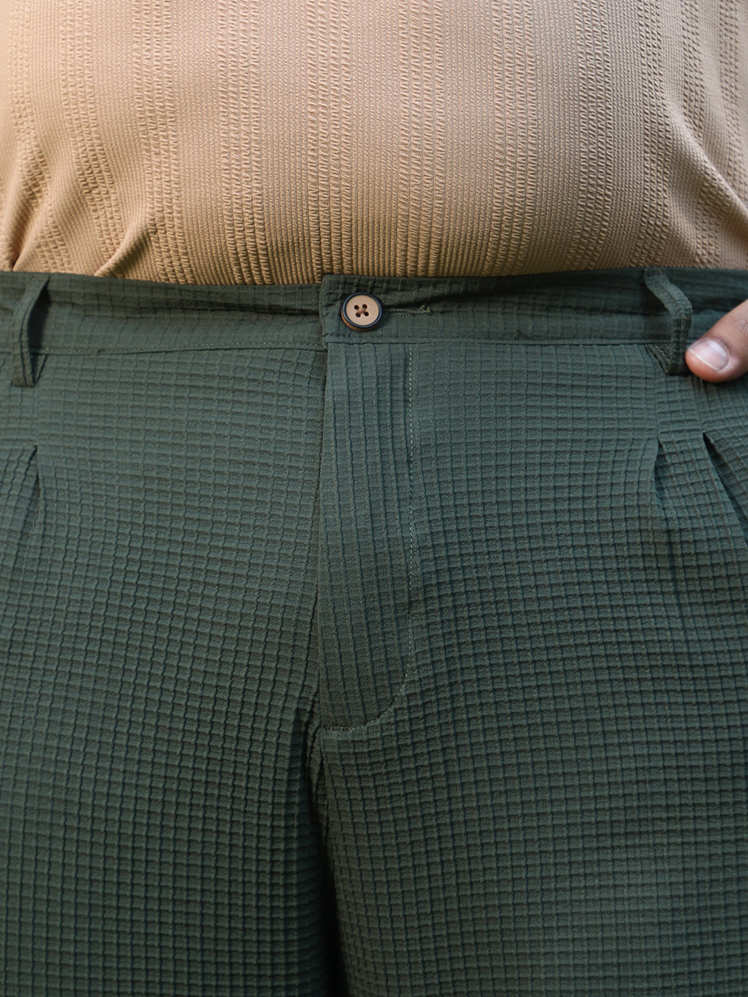 Textured Graph Check Trousers