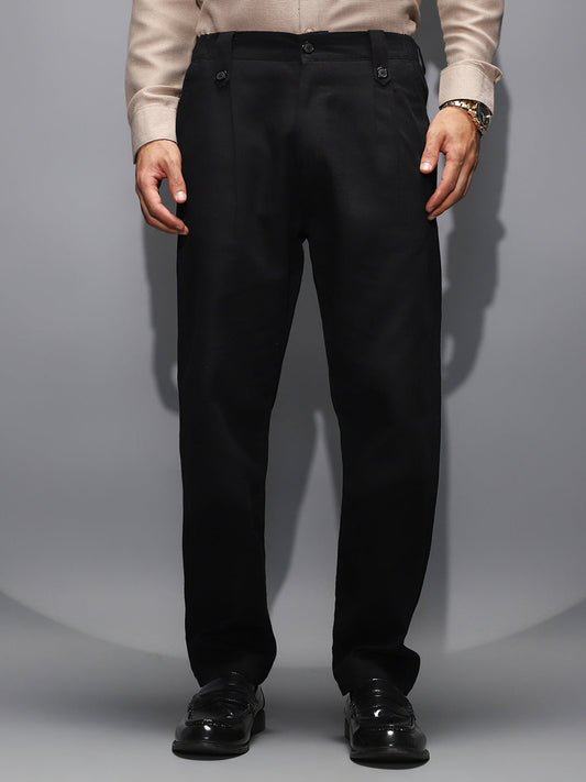 Ribbed-Pleated Chino Trousers