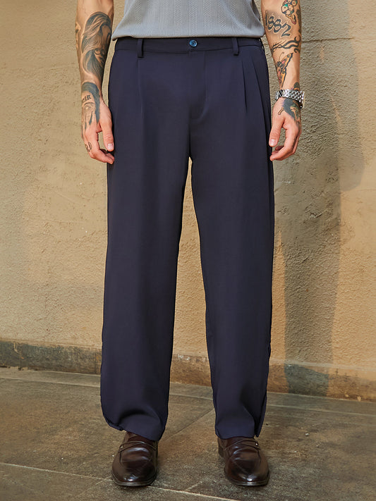 Straight-Cuffed Pleated Trousers