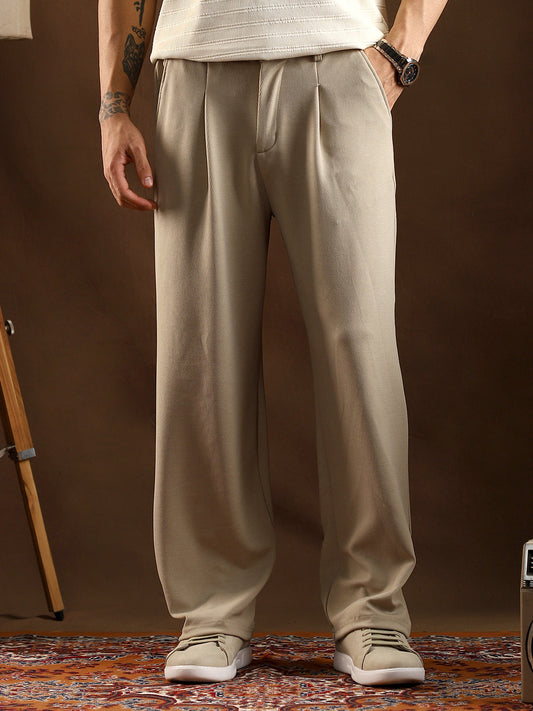 Micro-Waffle Cuffed Trousers