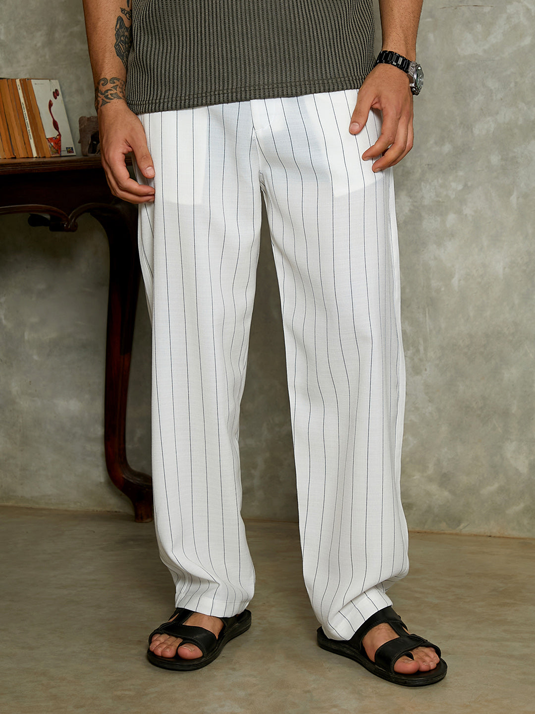 Pinstriped Chino Trousers