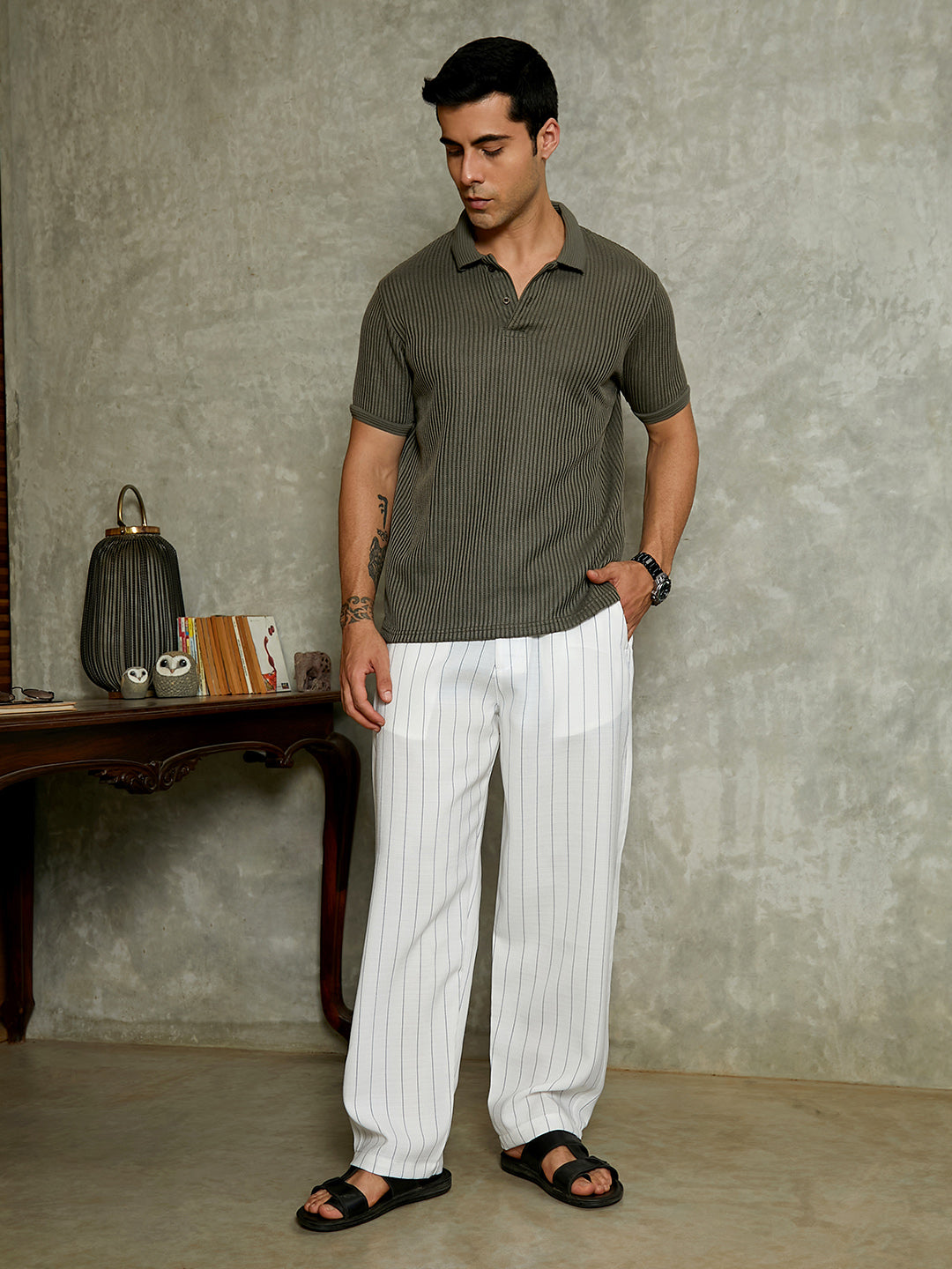 Pinstriped Chino Trousers