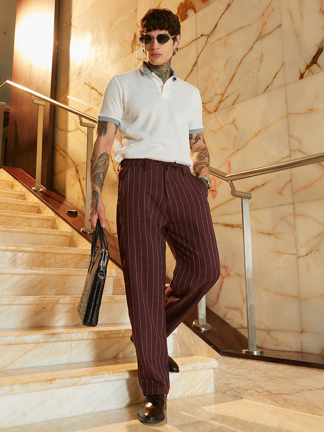 Pinstriped Chino Trousers