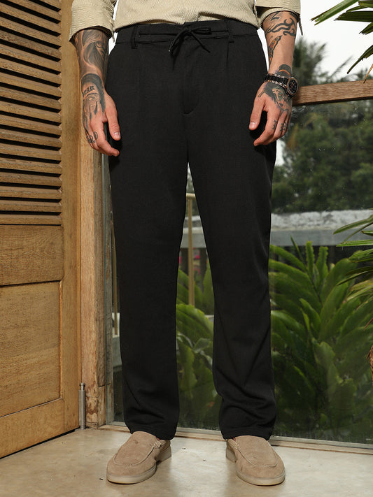 Micro-Waffle Straight Trousers