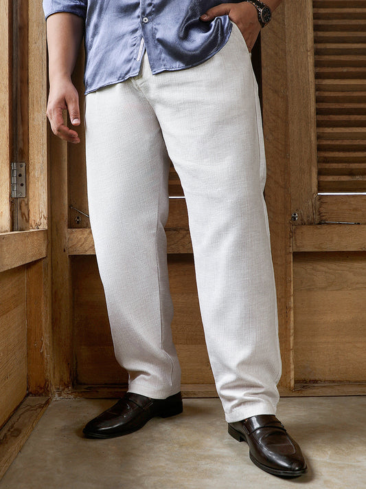 Textured-Woven Cigrette Trousers