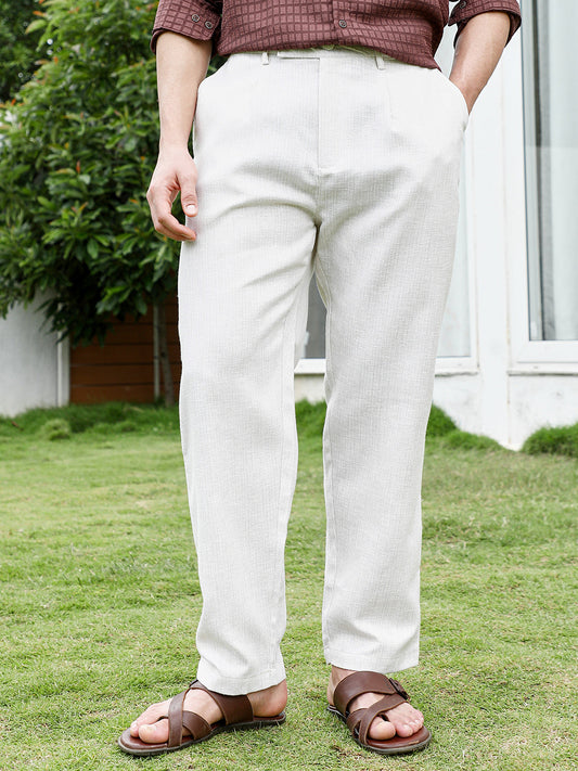 Off White Textured Trousers