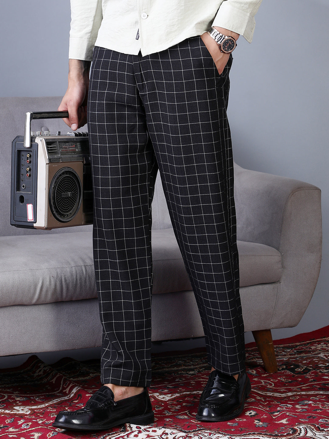 Graph-Check Staright Trousers