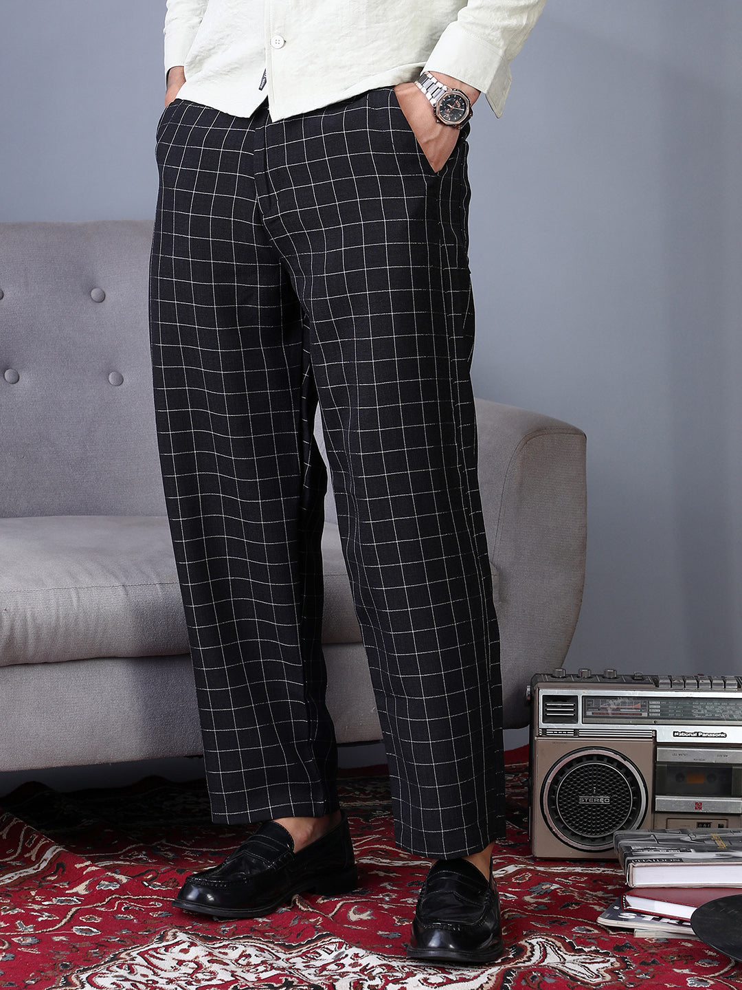 Graph-Check Staright Trousers