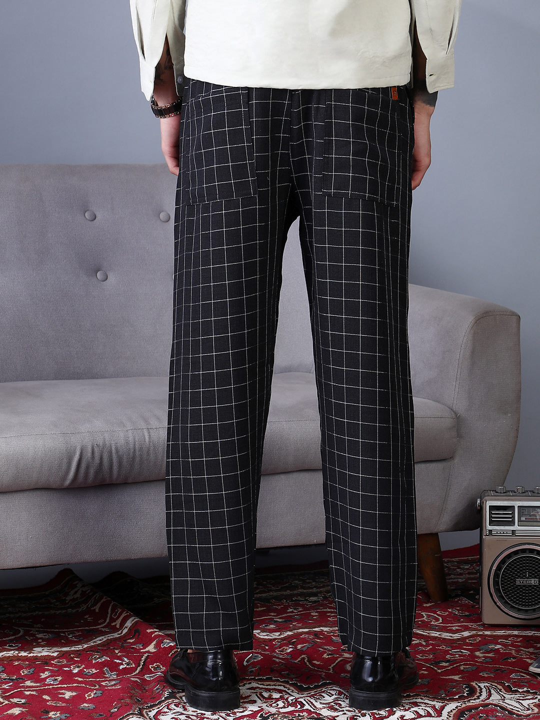 Graph-Check Staright Trousers