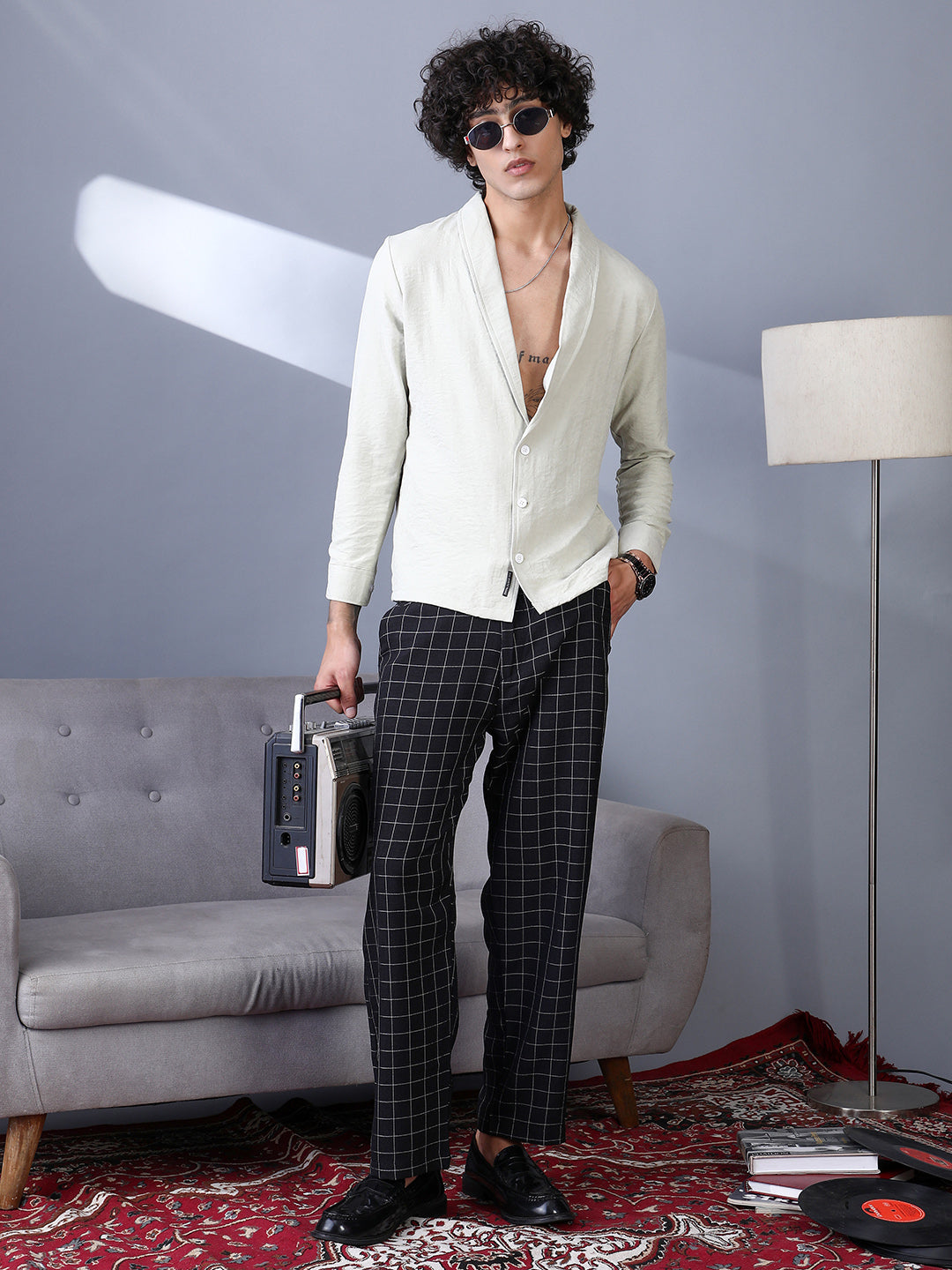 Graph-Check Staright Trousers