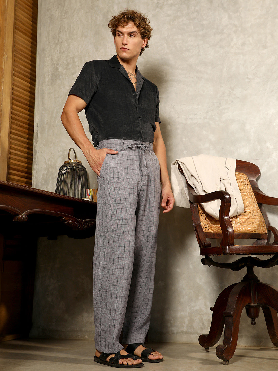 Graph-Check Casual Trousers