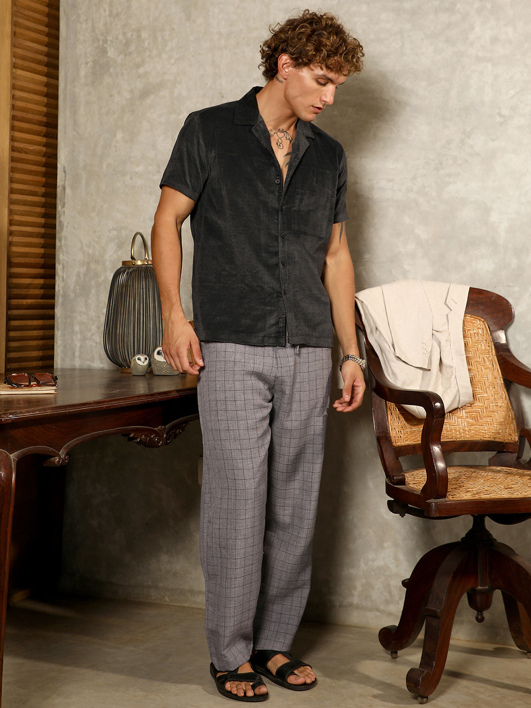 Graph-Check Casual Trousers