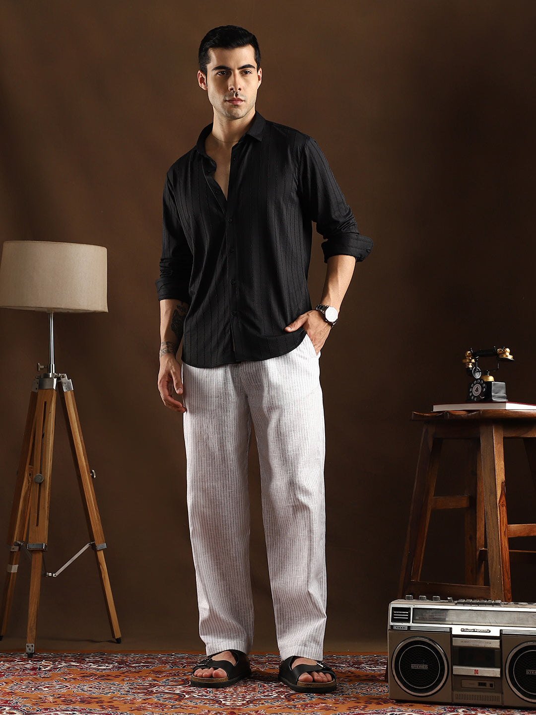 Pinstriped Casual Trousers