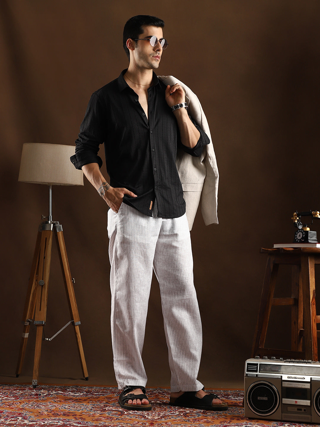 Pinstriped Casual Trousers