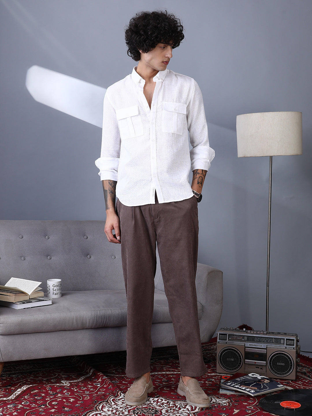 Corduroy Pleated Trousers