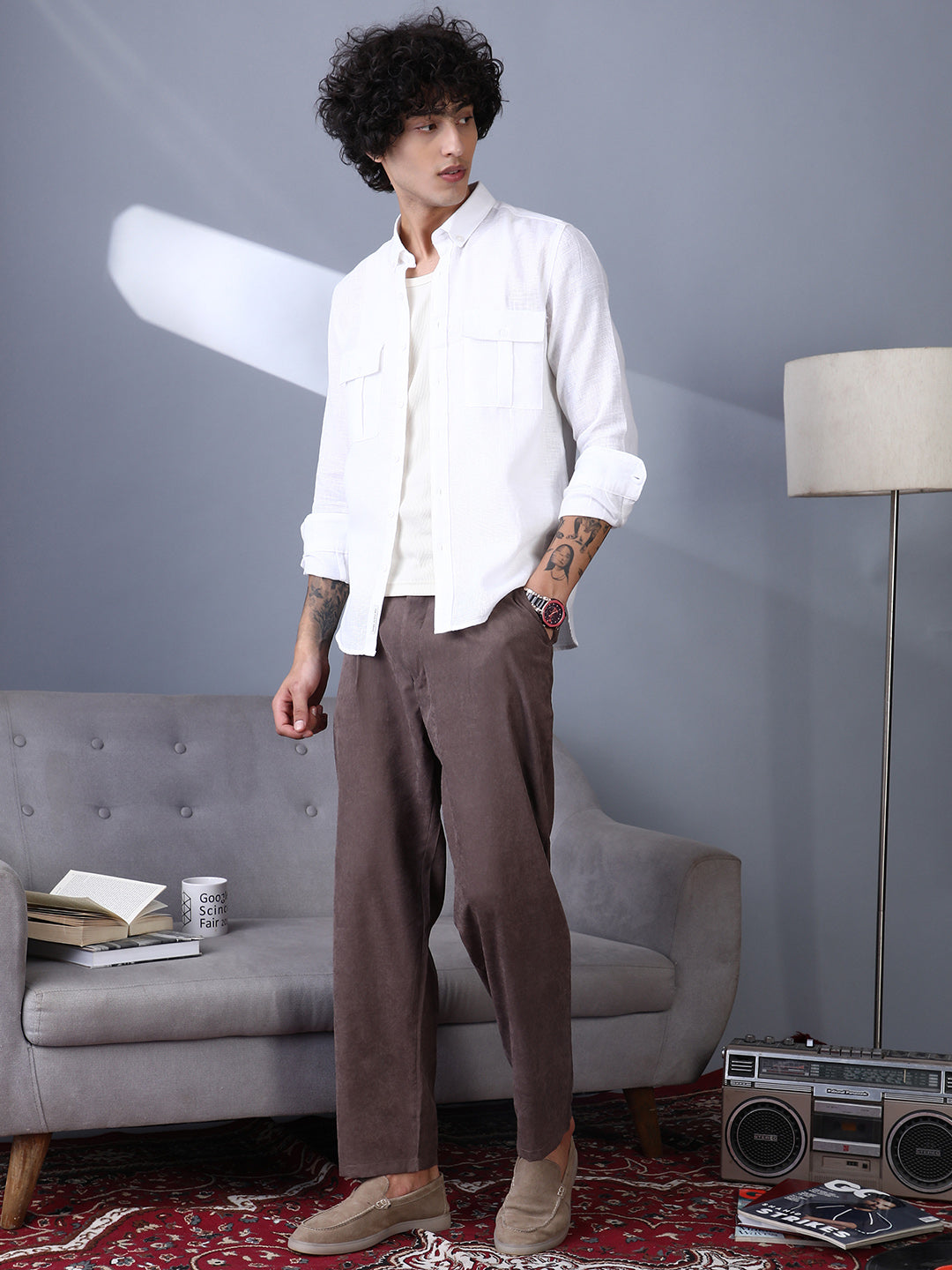 Corduroy Pleated Trousers