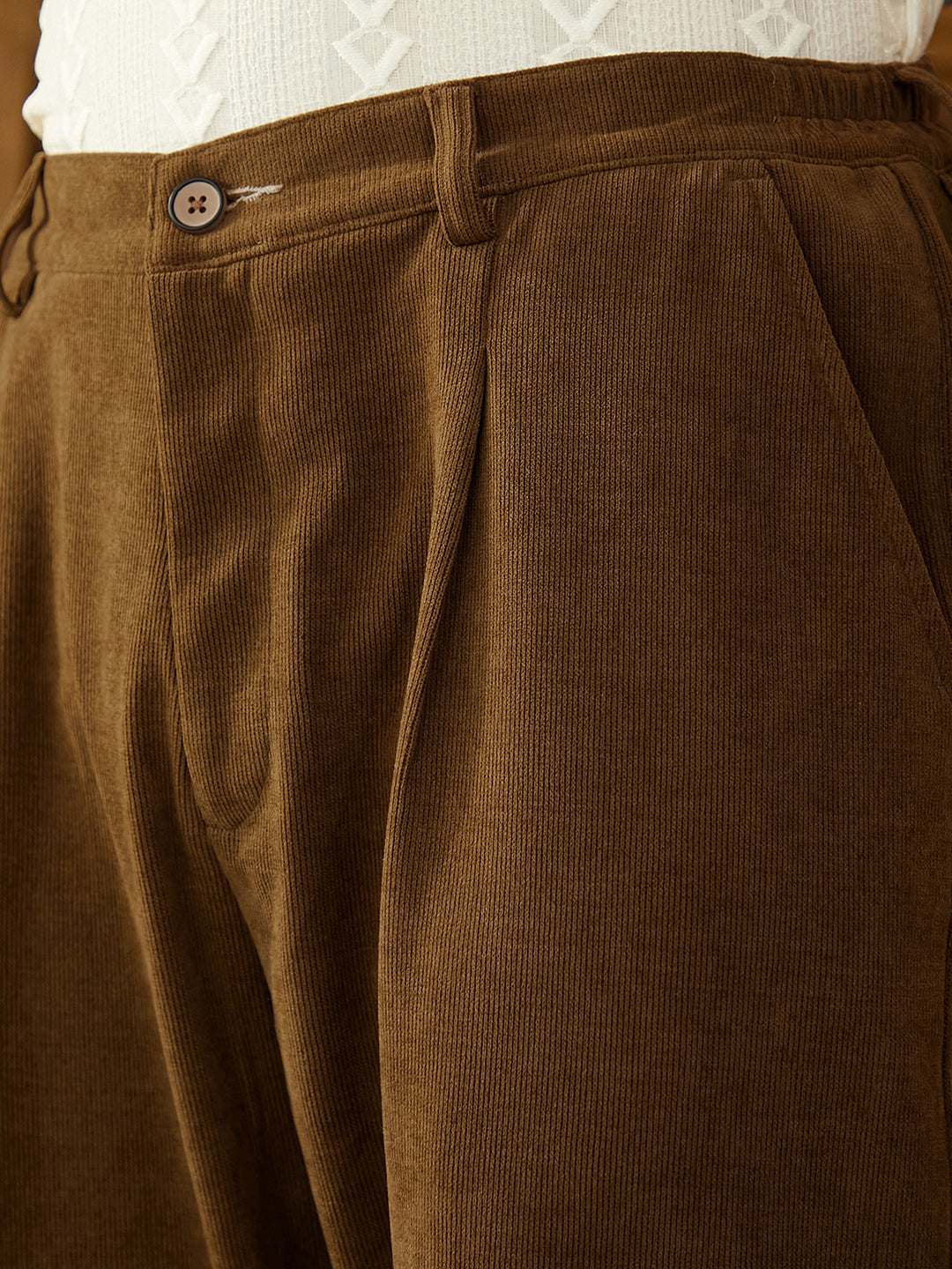 Corduroy Pleated Trousers