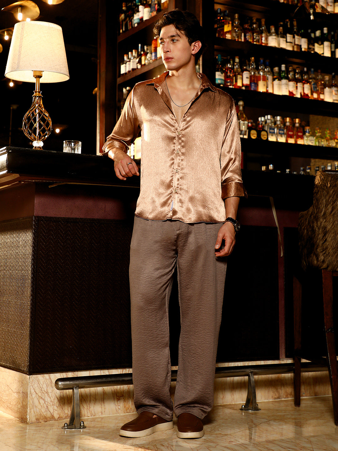 Creased-Pleated Straight Trousers