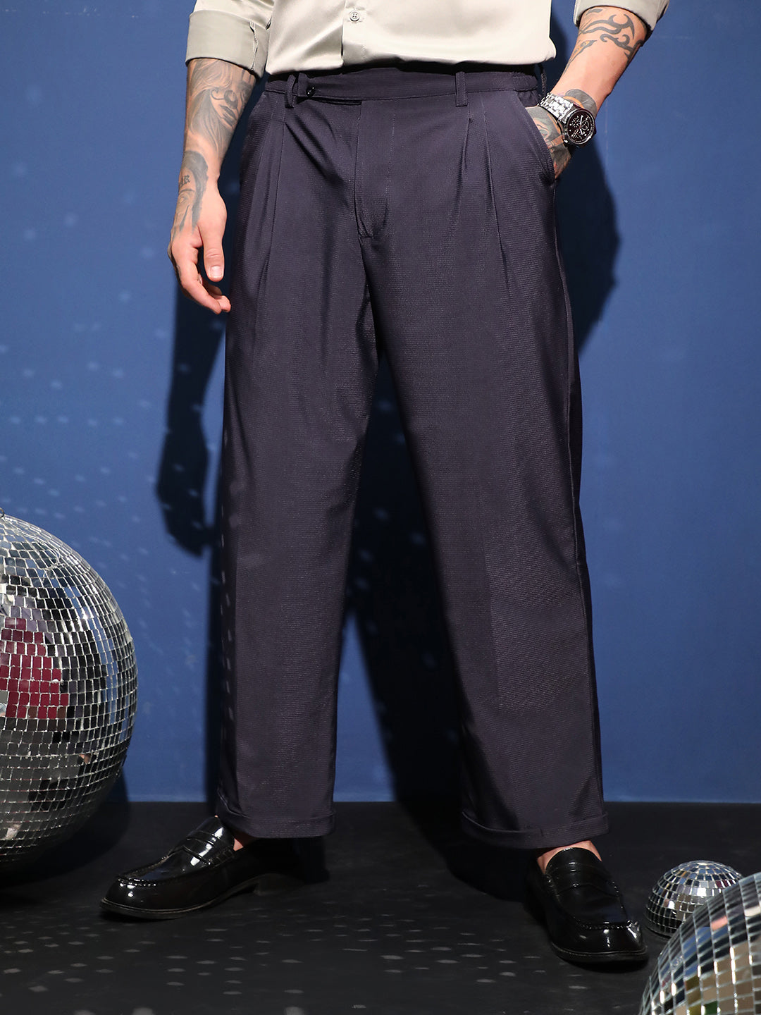 Pleated Cuffed Trousers