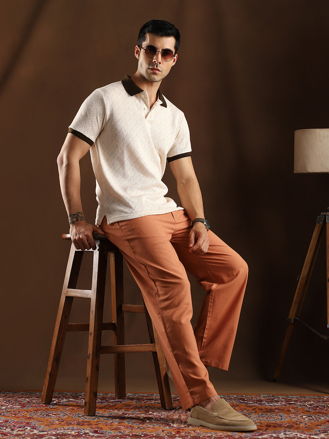 Straight-Pleated SlitTrousers
