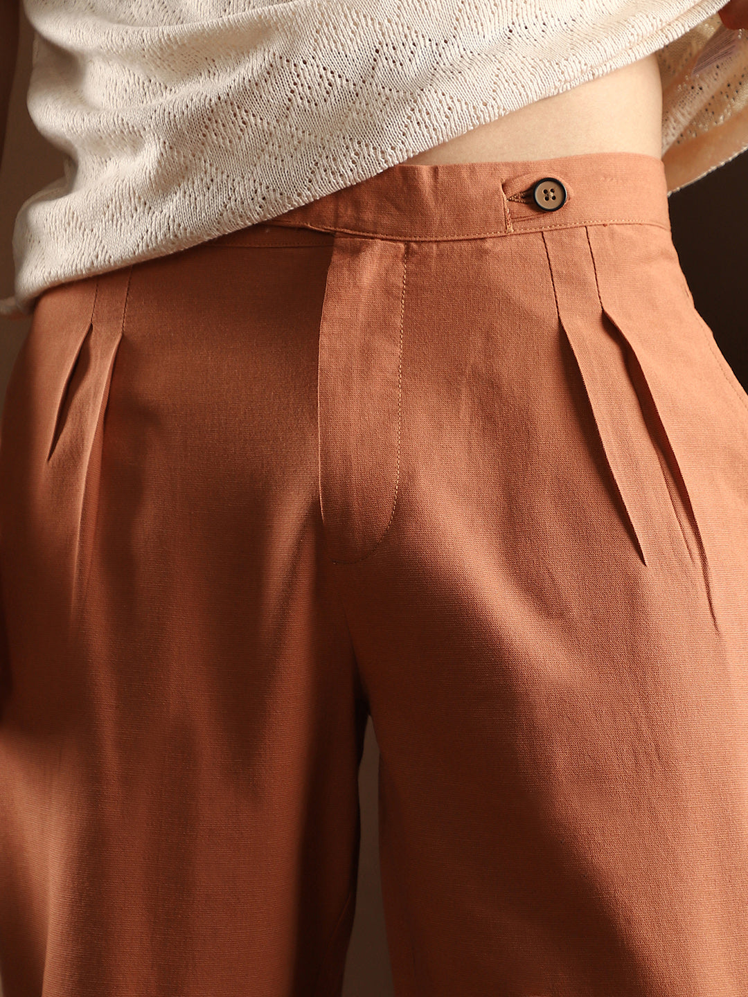 Straight-Pleated SlitTrousers