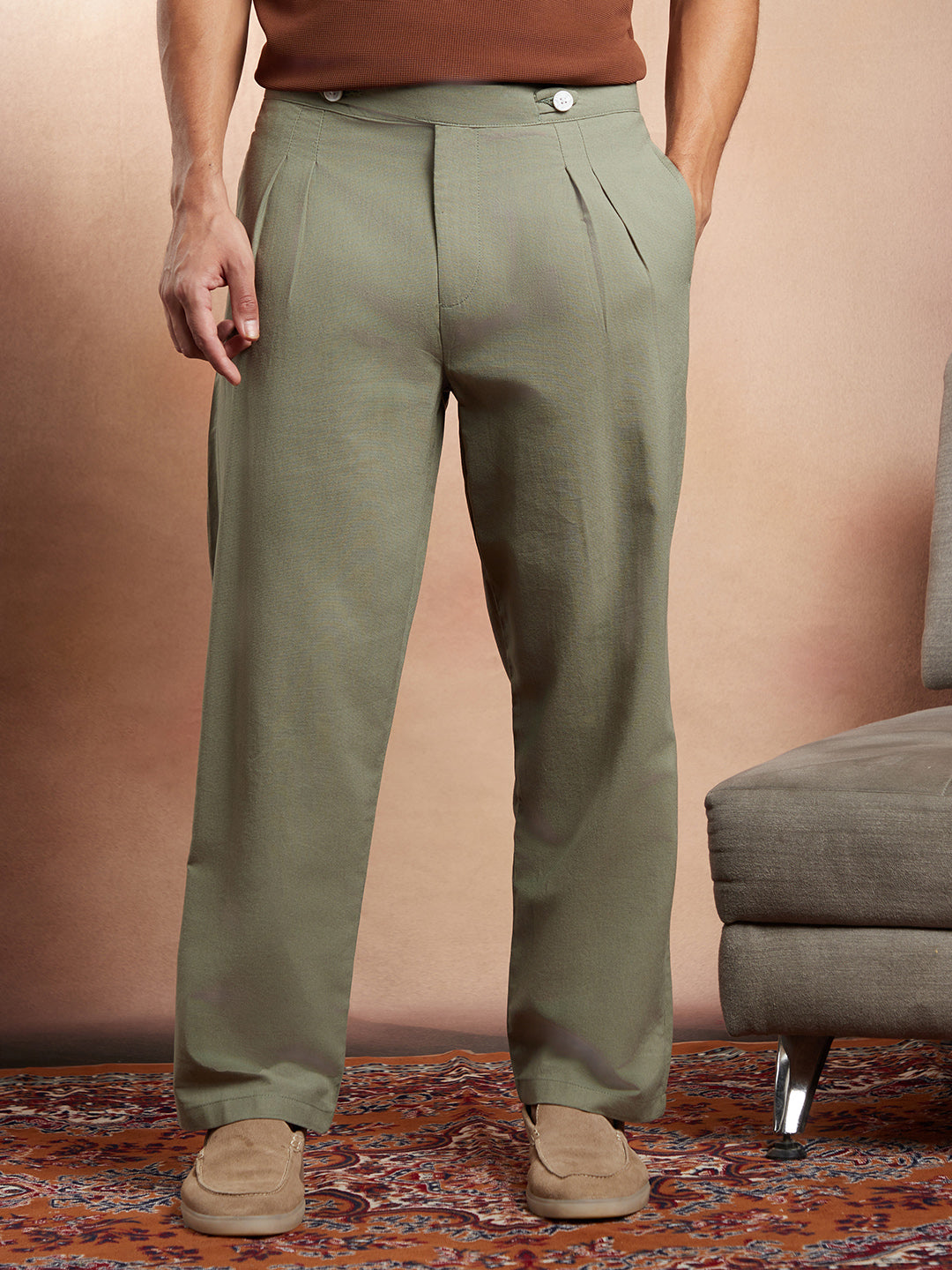 Linen-Blend Cigrette Trousers