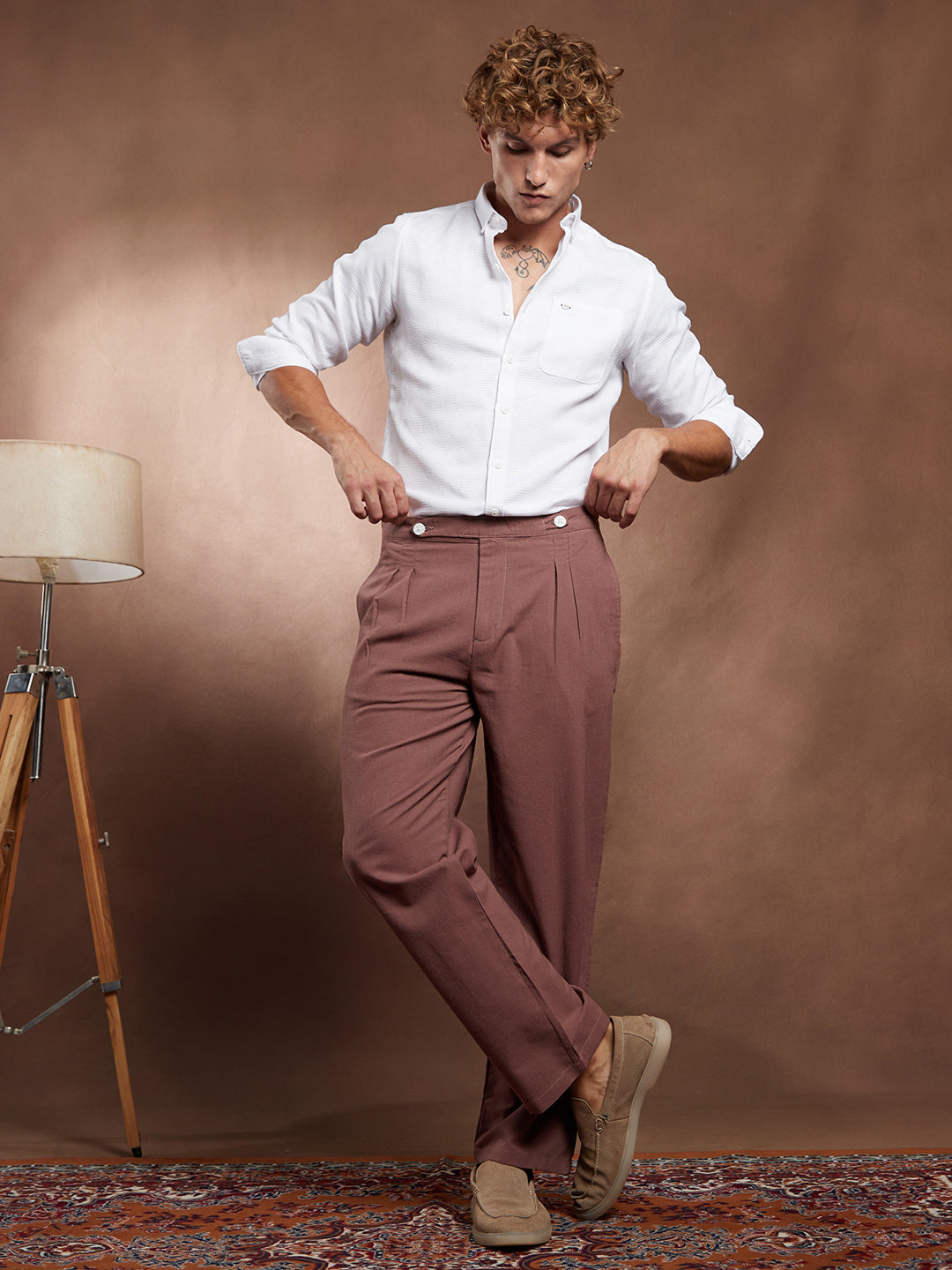 Linen-Blend Cigrette Trousers