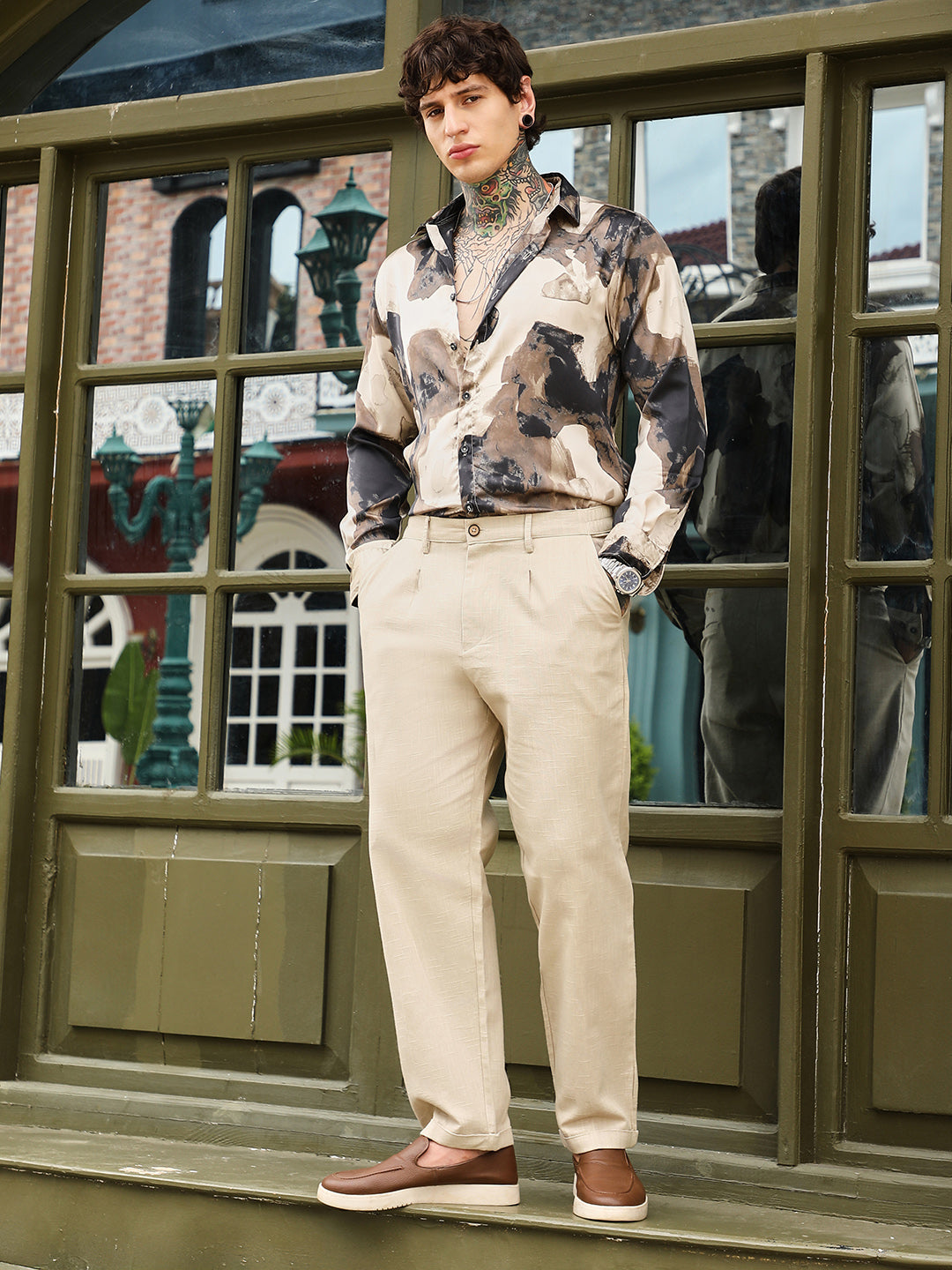 Pleated-Cuffed Tailored Trouers