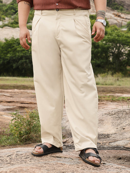 Pleated Straight-Fit Tailoured Trousers