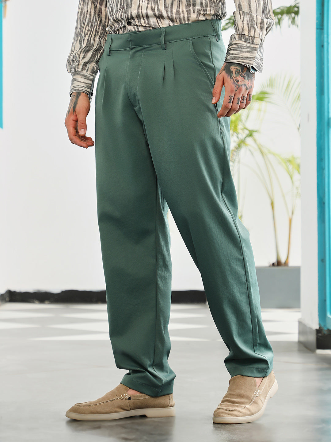 Double-Pleated Tailored Trousers