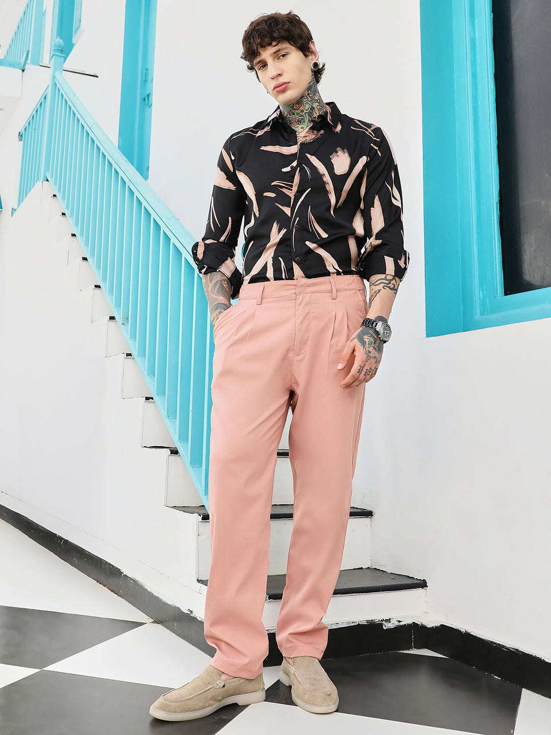 Double-Pleated Tailored Trousers