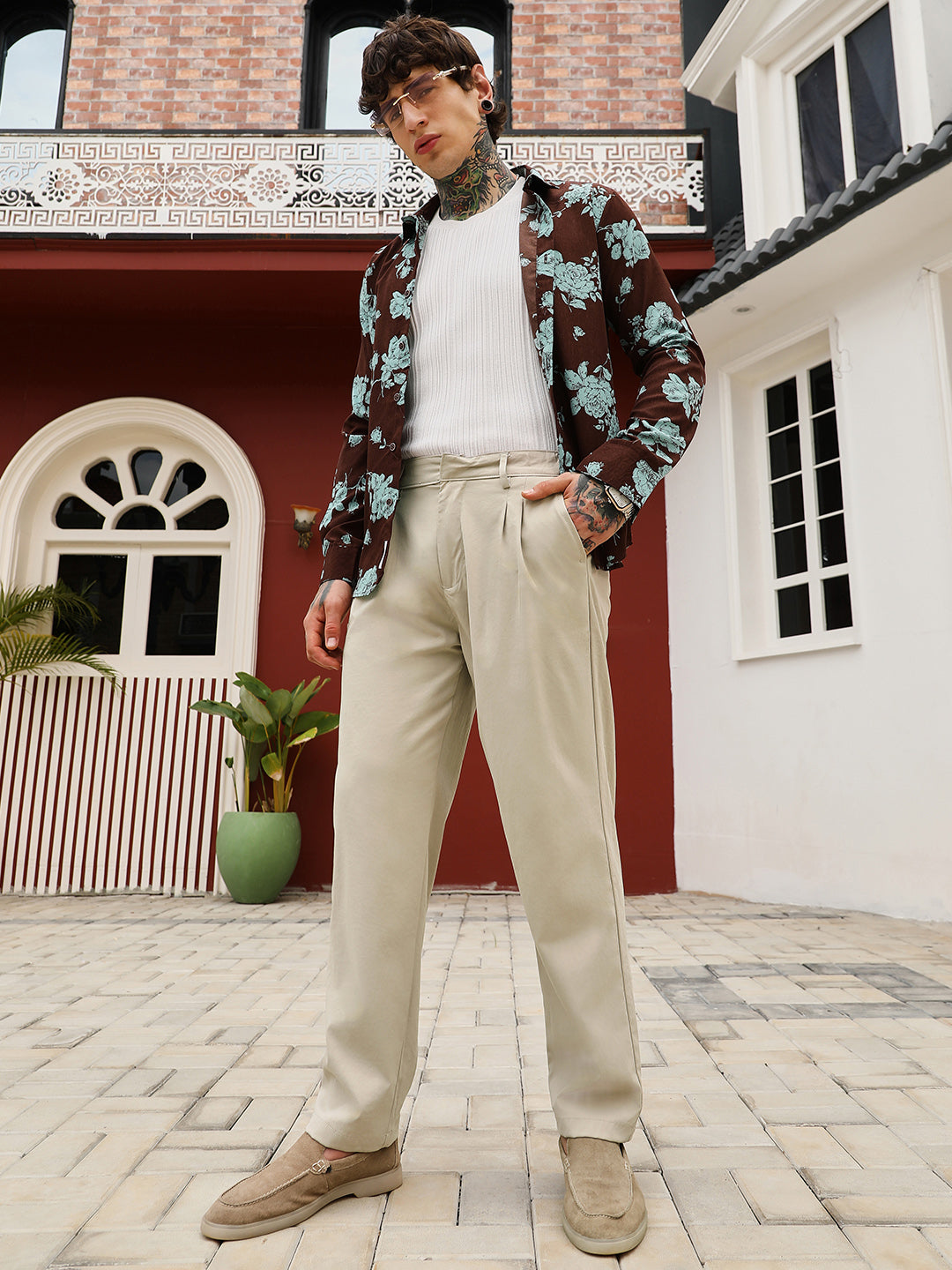 Double-Pleated Tailored Trousers