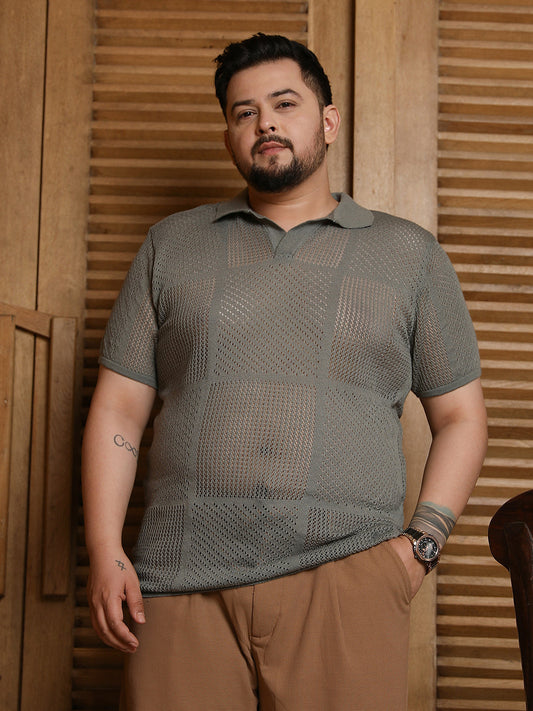 Graph-Textured Polo T-Shirt