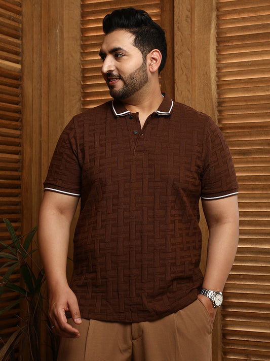 Weave-Textured Polo T-Shirt