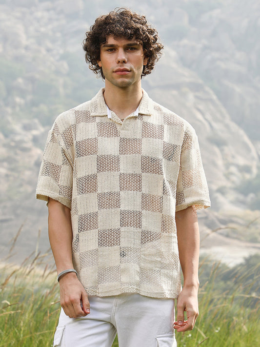 Grid Oversized Polo T-Shirt