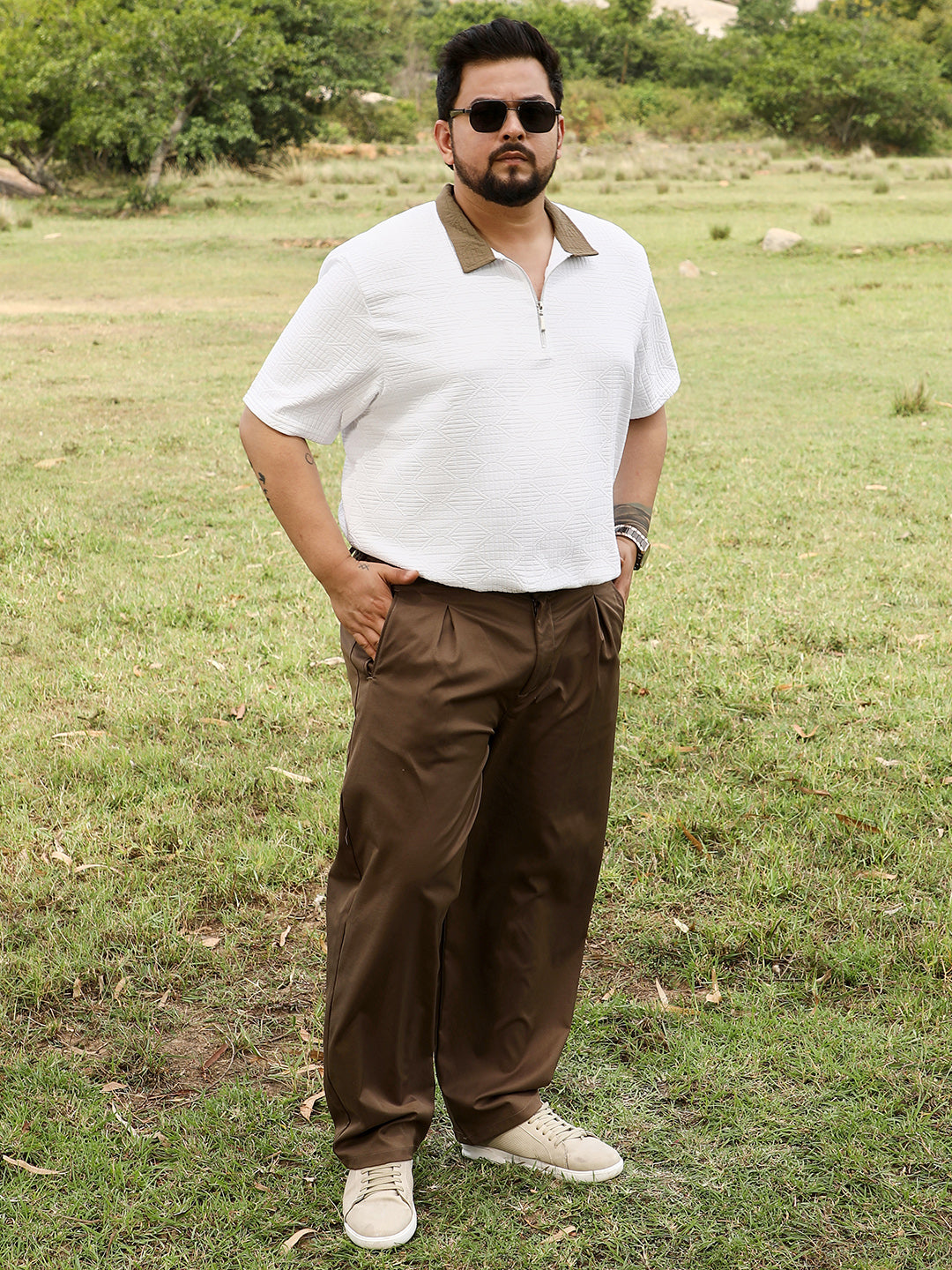 Oblique-Block Polo T-Shirt