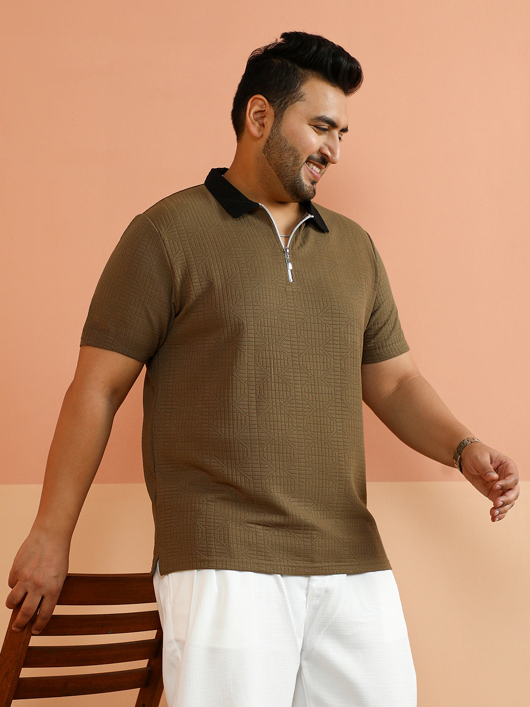 Oblique-Block Polo T-Shirt