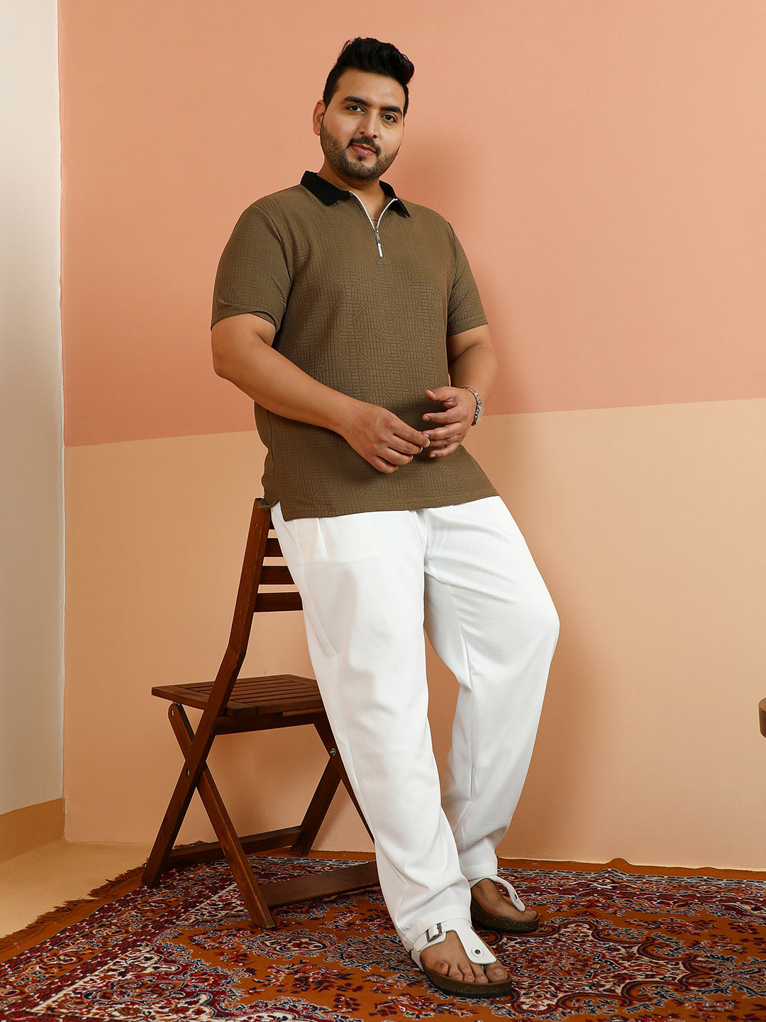 Oblique-Block Polo T-Shirt