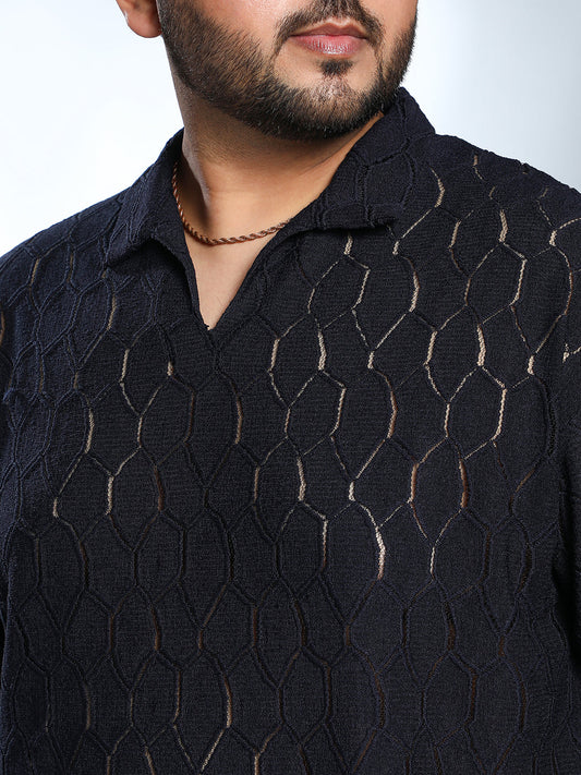 Honeycomb-Knit Polo T-Shirt