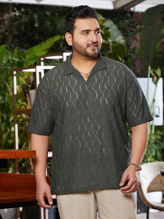 Honeycomb-Knit Polo T-Shirt