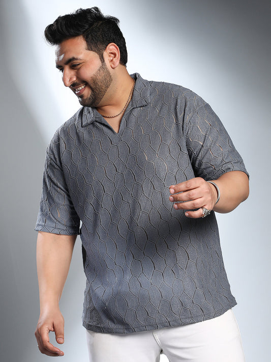 Honeycomb-Knit Polo T-Shirt