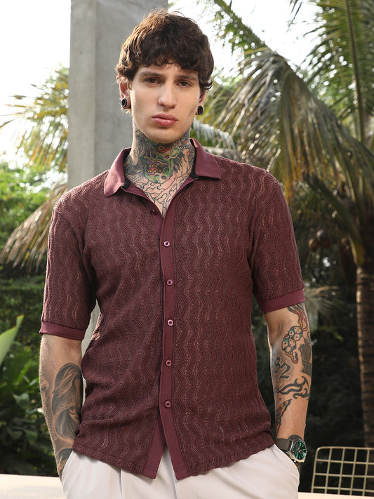 Swirl-Knit Polo Shirt