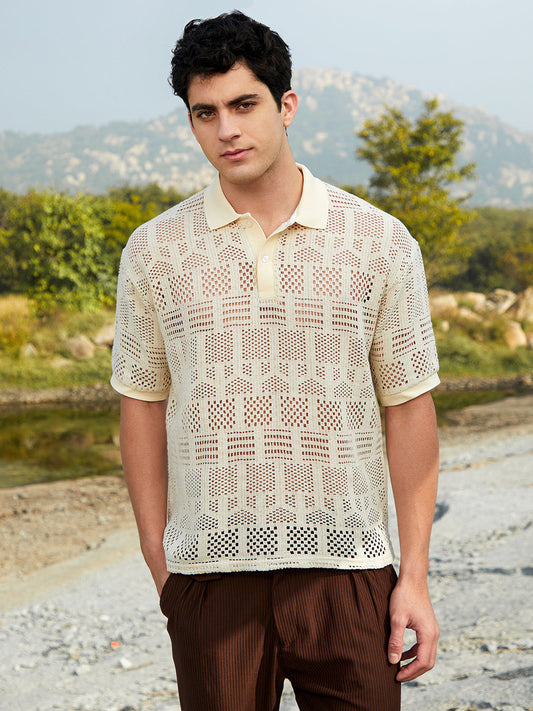 Geo-Boho Oversized Polo T-Shirt