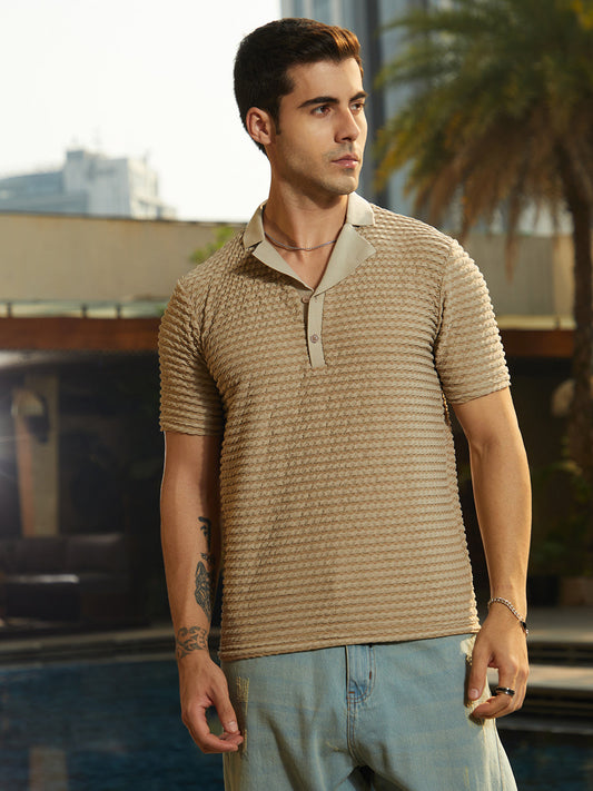 Crease-Tactile Cuban Polo T-Shirt