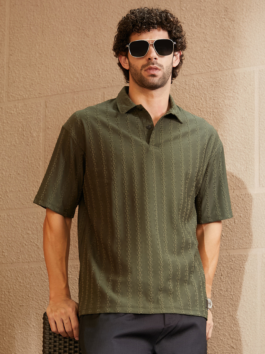 Spiralknot-Tactile Oversized Polo T-Shirt