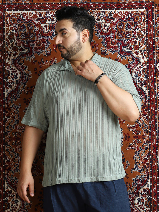 Duo-Striped Relaxed Polo T-Shirt