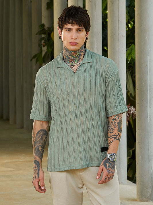 Duo-Striped Relaxed Polo T-Shirt